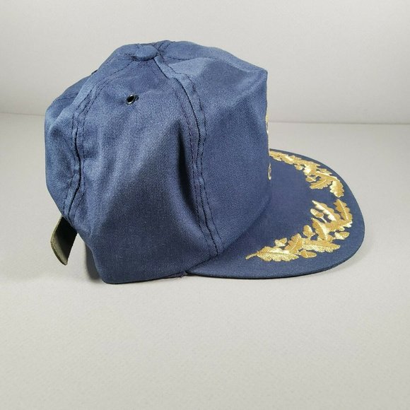 Vtg Atlas Disney Mickey Mouse Shadow Silhouette Navy Gold Strap Back Hat - Picture 2 of 11